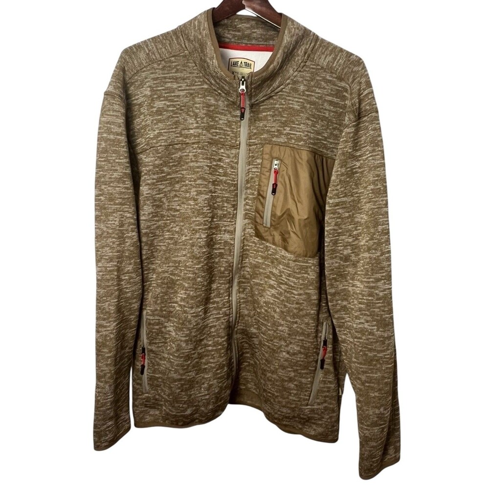 Men’s Lake & Trail zip up jacket size XXL Brown With Pockets Inside And Out